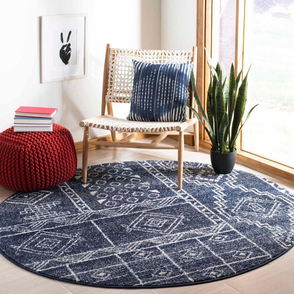 Safavieh Adirondack ADR206N 6&#39; Round Navy and Silver Area Rug, , large