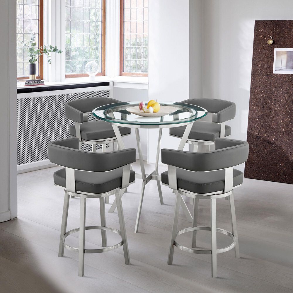 Blue River Naomi and Lorin 5-Piece Counter Height Dining Set in Stainless Steel, , large