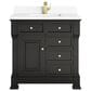James Martin Vanities Brookfield 36" Single Bathroom Vanity in Black Onyx with Single Hole 3 cm White Zeus Quartz Top and Rectangular Sink, , large