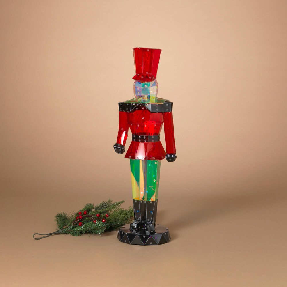 The Gerson Company USB Electric RGB Lighted Holographic Holiday Toy Soldier in Multicolor, , large