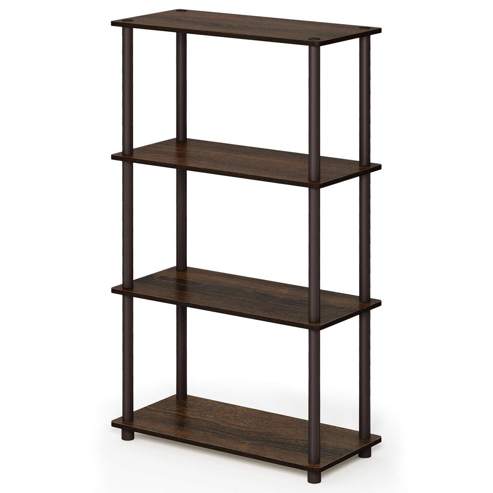 HOMLUX Turn-N-Tube 4-Tier Multipurpose Shelf Display Rack in Walnut and Brown, , large