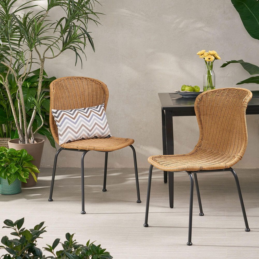 Hearth and Haven Boho Outdoor Chair in Light Brown &#40;Set of 2&#41;, , large