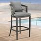Armen Living Zella Patio Bar Stool with Earl Gray Cushion in Gray, , large