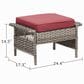 Hearth and Haven Patio Wicker Ottoman with Widened Armrest in Red (Set of 2), , large