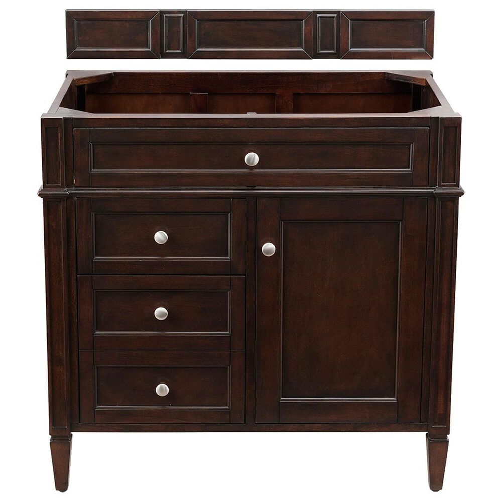 James Martin Vanities Brittany 36&quot; Single Bathroom Vanity in Burnished Mahogany with 3 cm Parisien Bleu Quartz Top and Rectangular Sink, , large
