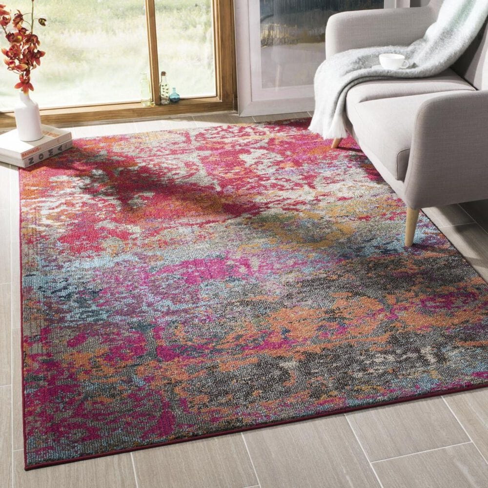 Safavieh Monaco MNC261R 4&#39; x 5&#39;7&quot; Fuchsia and Blue Area Rug, , large