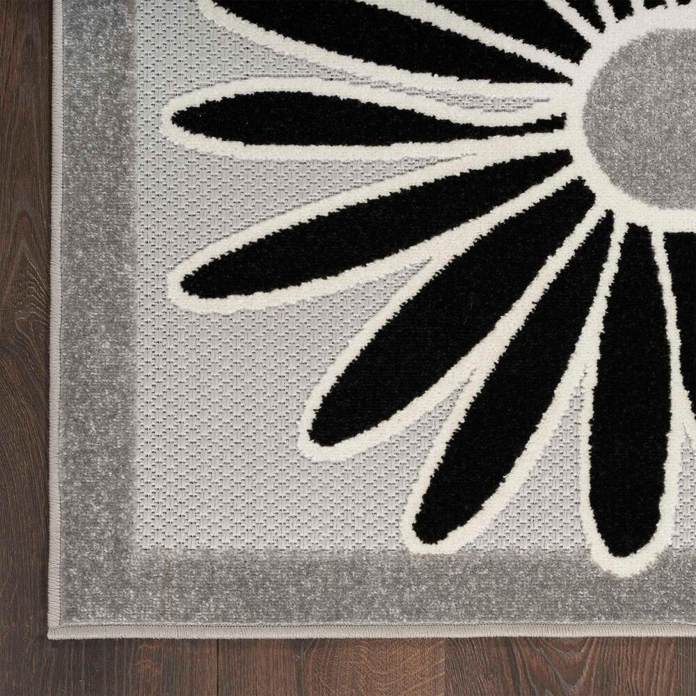 Nourison Aloha 2&#39;3&quot; x 12&#39; Black and White Indoor/Outdoor Runner, , large