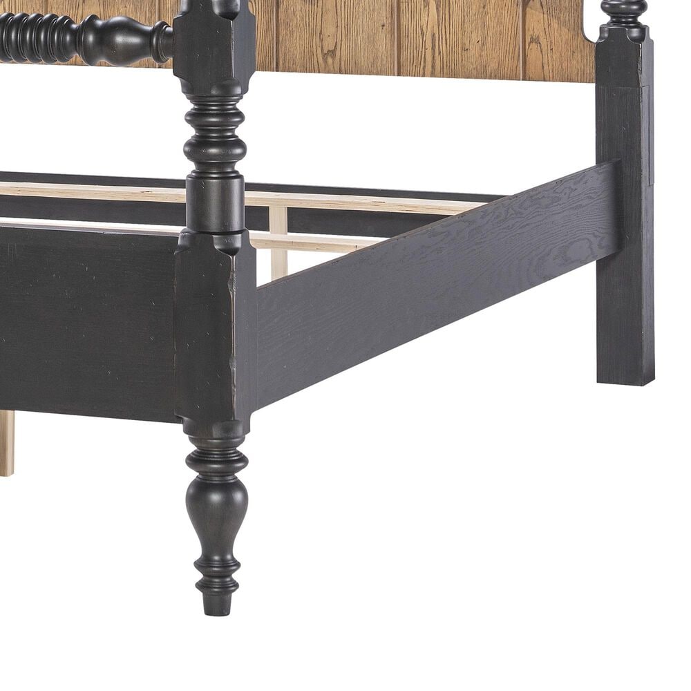 Legacy Classic Vintage Market Queen Canopy Bed in Barnwood Oak and Kettle Black, , large