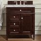 James Martin Vanities Brittany 30" Single Bathroom Vanity in Burnished Mahogany with 3 cm Victorian Silver Quartz Top and Rectangular Sink, , large