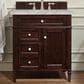 James Martin Vanities Brittany 30" Single Bathroom Vanity in Burnished Mahogany with 3 cm Victorian Silver Quartz Top and Rectangular Sink, , large