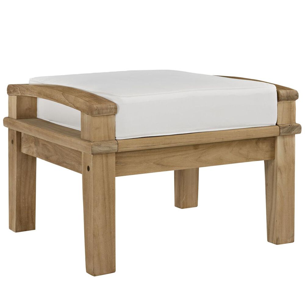 Modway Marina 4-Piece Outdoor Patio Teak Chair and Ottoman Set in Natural White, , large