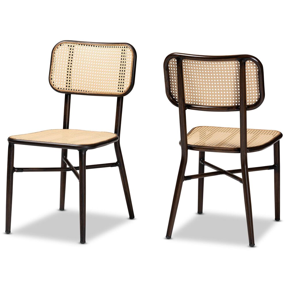 Baxton Studio Katina Side Chair in Dark Brown and Natural (Set of 2), , large