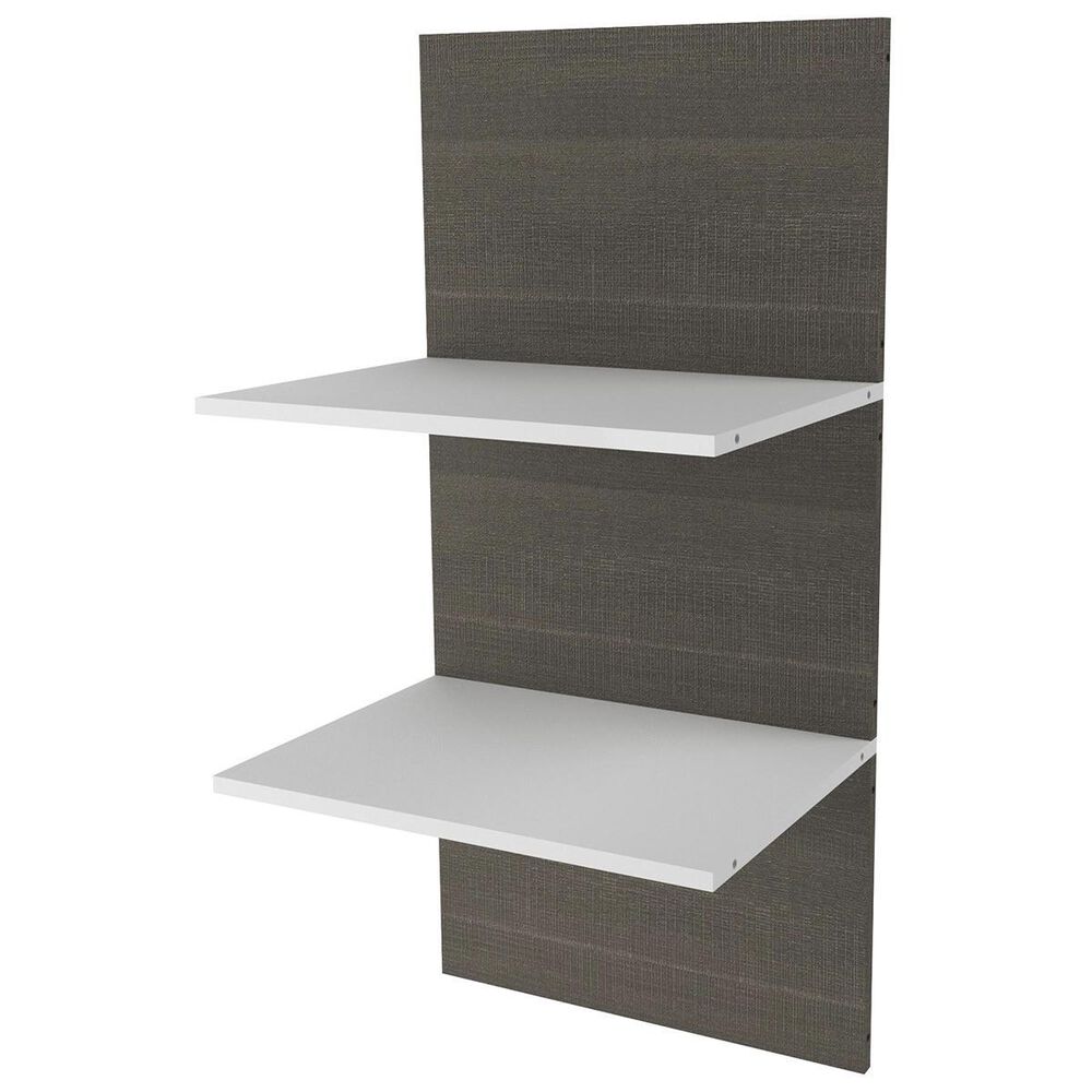 Bestar Cielo 2 Floating Shelves in Bark Gray and White, , large