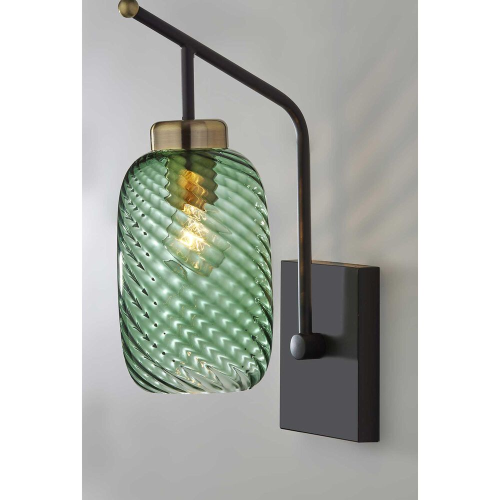 Adesso Derrick 1-Light Wall Lamp in Black and Antique Brass, , large