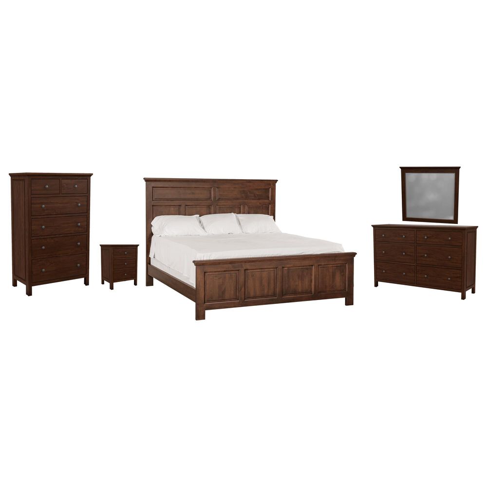 Archbold Furniture Heritage 5 Piece King Raised Panel Bedroom Set in Brown Mahogany, , large