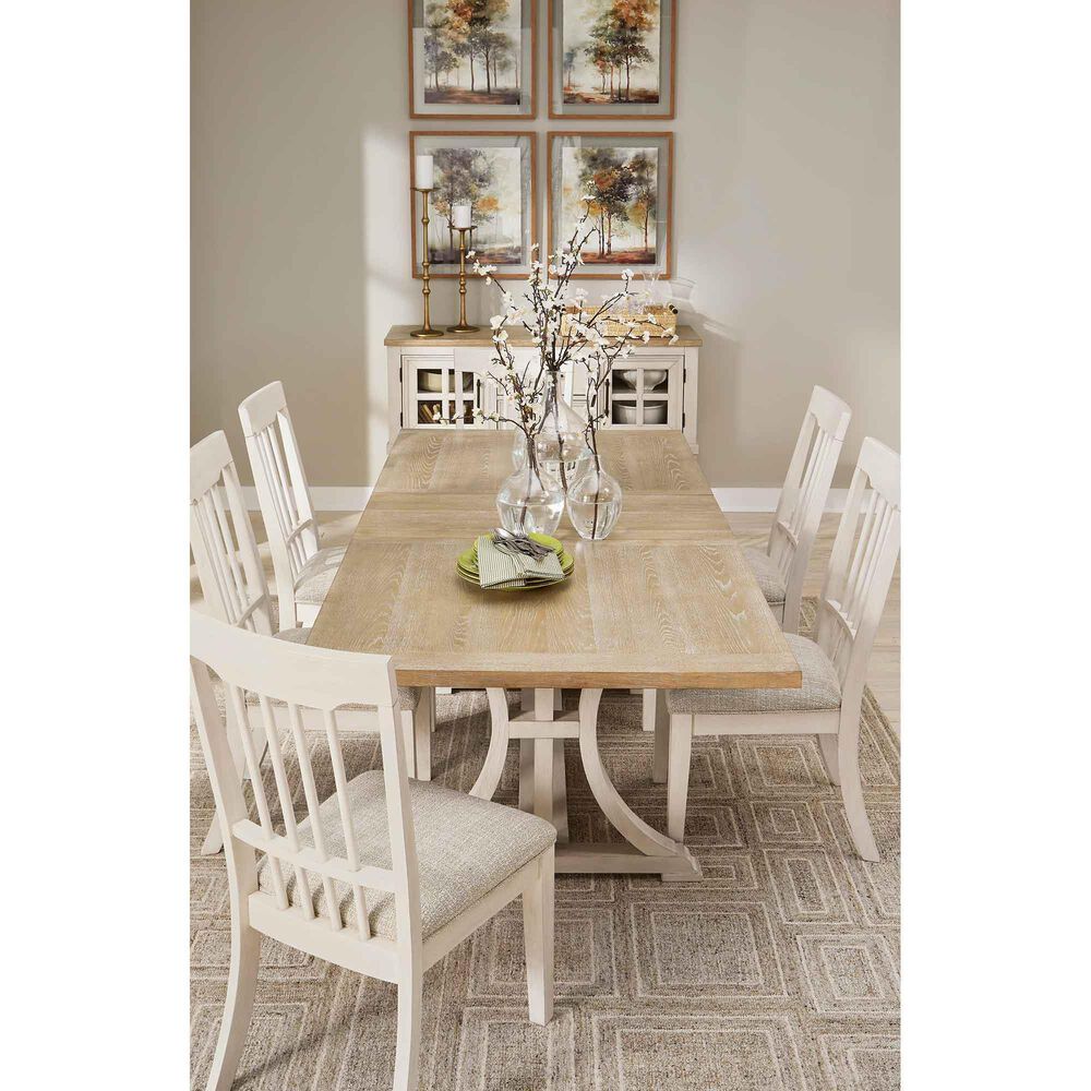 Ashley Trestle Dining Table and Chairs in Antique White and Brown, , large