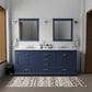 Lexora Home Dukes 80" Double Bathroom Vanity in Navy Blue with 2 cm White Carrara Marble Top and Rectangular Sinks, , large