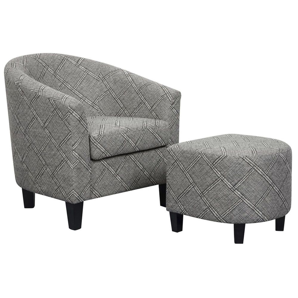 Accentric Approach Accentrics Accents Barrel Chair & Ottoman in Black and White Pattern, , large