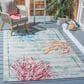 Safavieh Barbados Tropical Coral 3"3" x 5"3" Teal and White Indoor/Outdoor Area Rug, , large