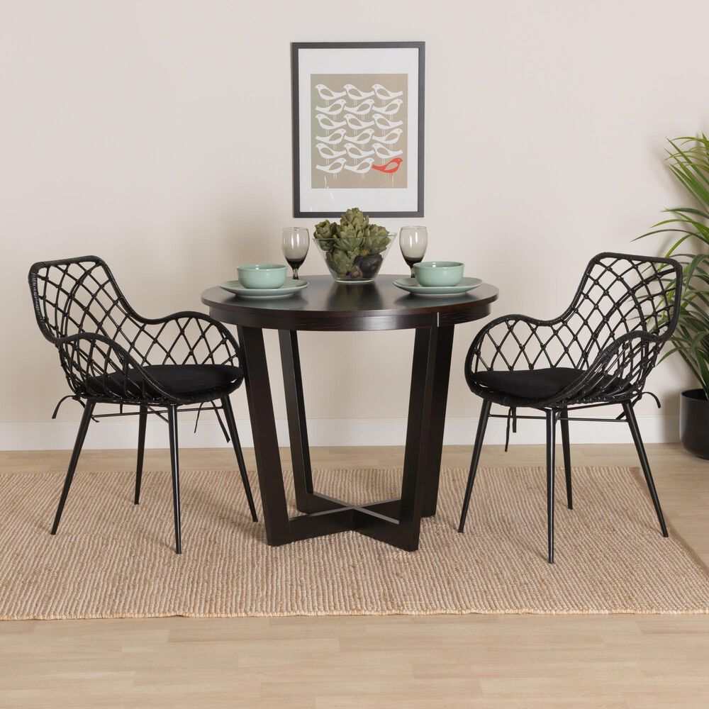 Baxton Studio Ballerina Arm Chair in Black (Set of 2), , large