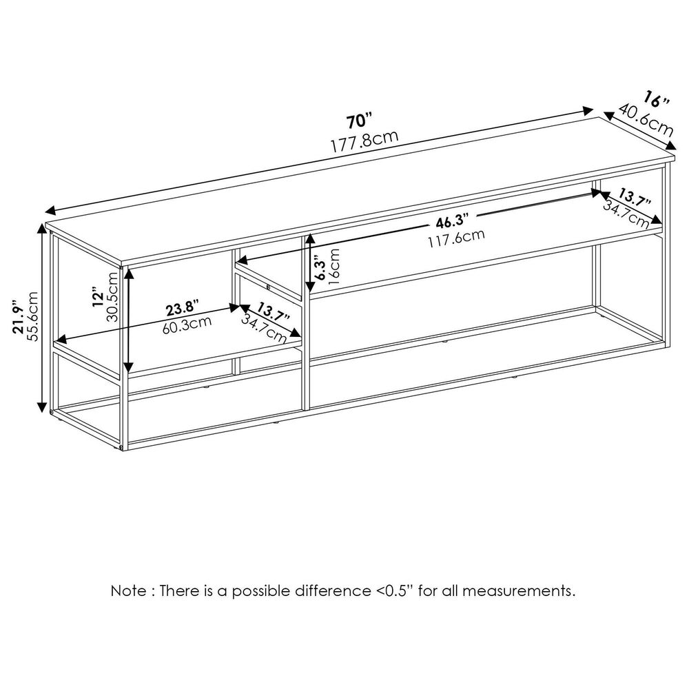 HOMLUX 70" TV Stand with 2 Open Storage Shelves in French Oak Grey, , large