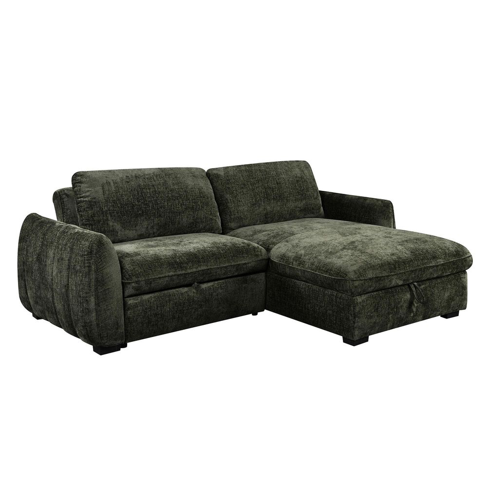 Primo International Tregenna Sofa Sleeper with Storage Chaise in Dunia Green, , large