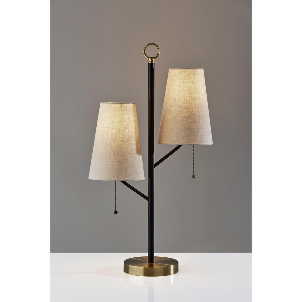 Adesso Daniel Table Lamp in Black and Antique Brass, , large