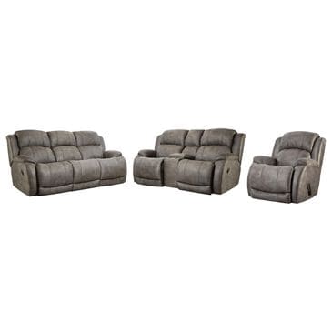 HomeStretch Denali 3-Piece Manual Reclining Living Room Set in Grey, , large