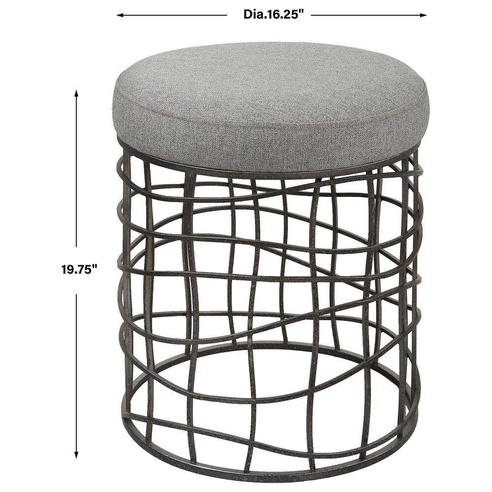 Uttermost Carnival Accent Stool in Burnished Silver, , large