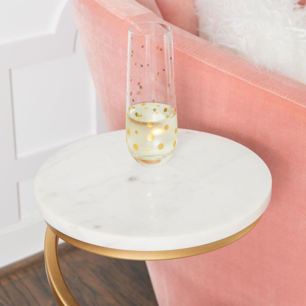 Linon Home Decor Rian Spiral Drink Table in Gold and White, , large