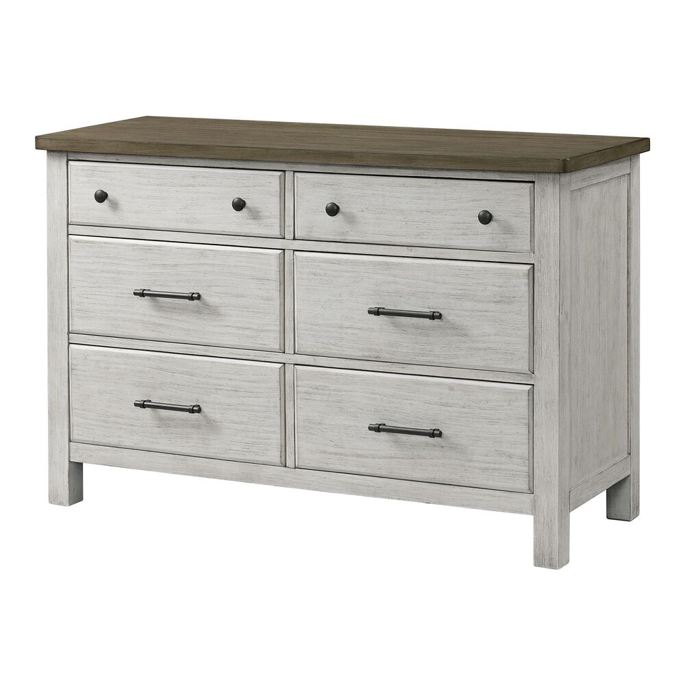 Eastern Shore Timber Ridge 6-Drawer Double Dresser in Weather White and Sierra Brown, , large