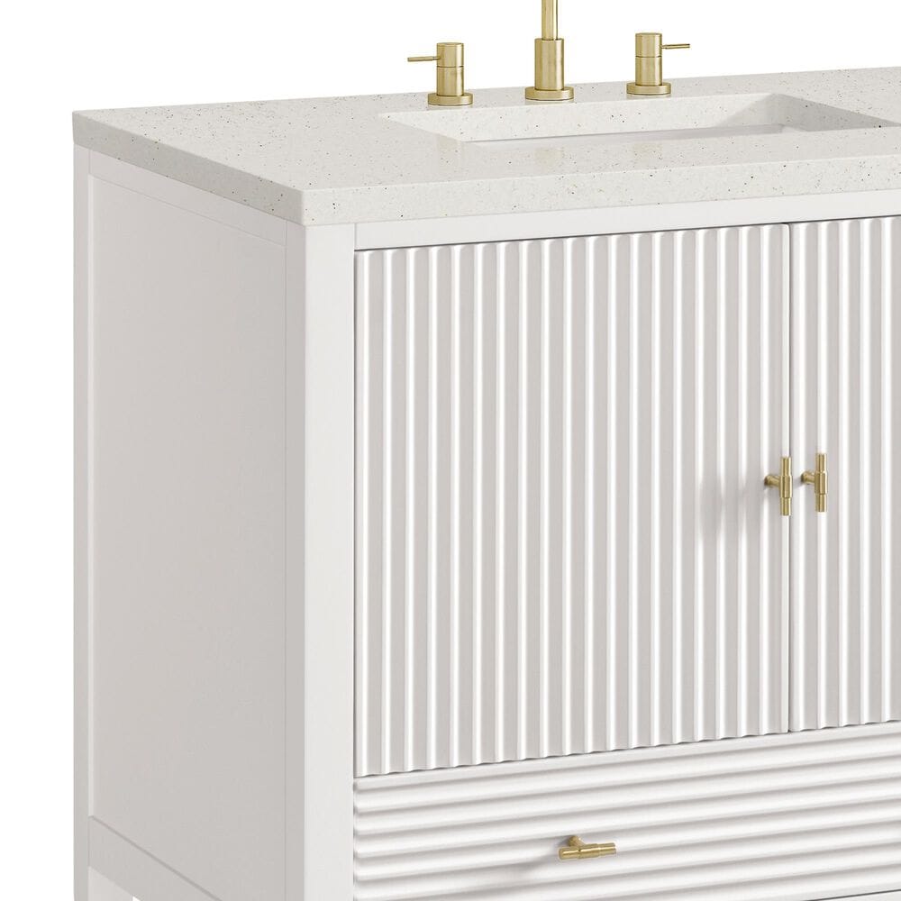 James Martin Vanities Myrrin 36&quot; Vanity in Bright White with 3 cm Lime Delight Quartz Top, , large