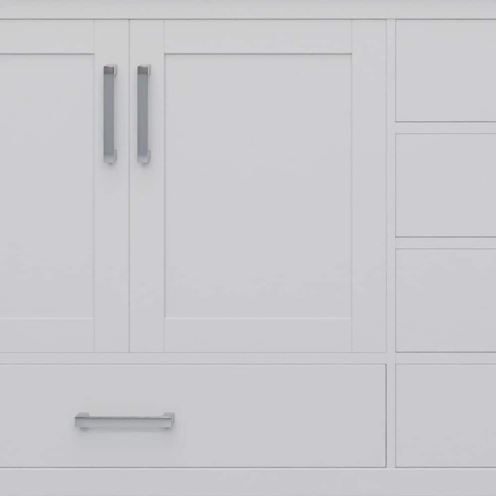Lexora Home Jacques 80" Double Bathroom Vanity in White with 2 cm White Carrara Marble Top and Rectangular Sinks, , large