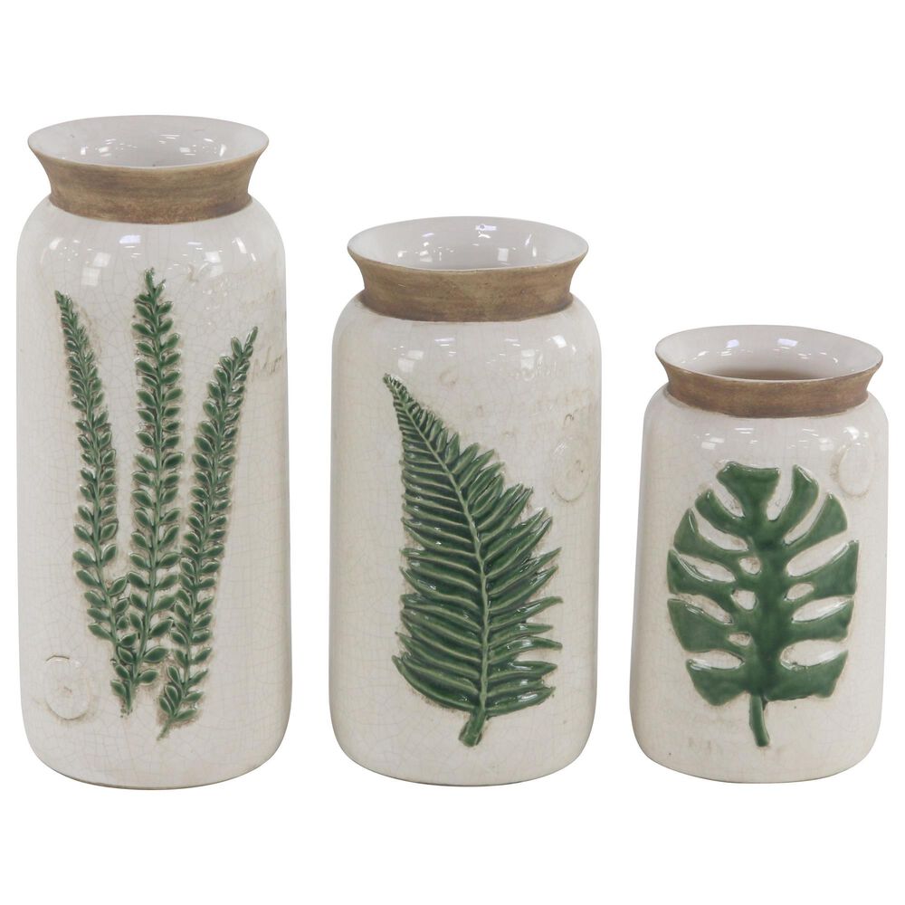 Maple and Jade Vases in White (Set of 3), , large