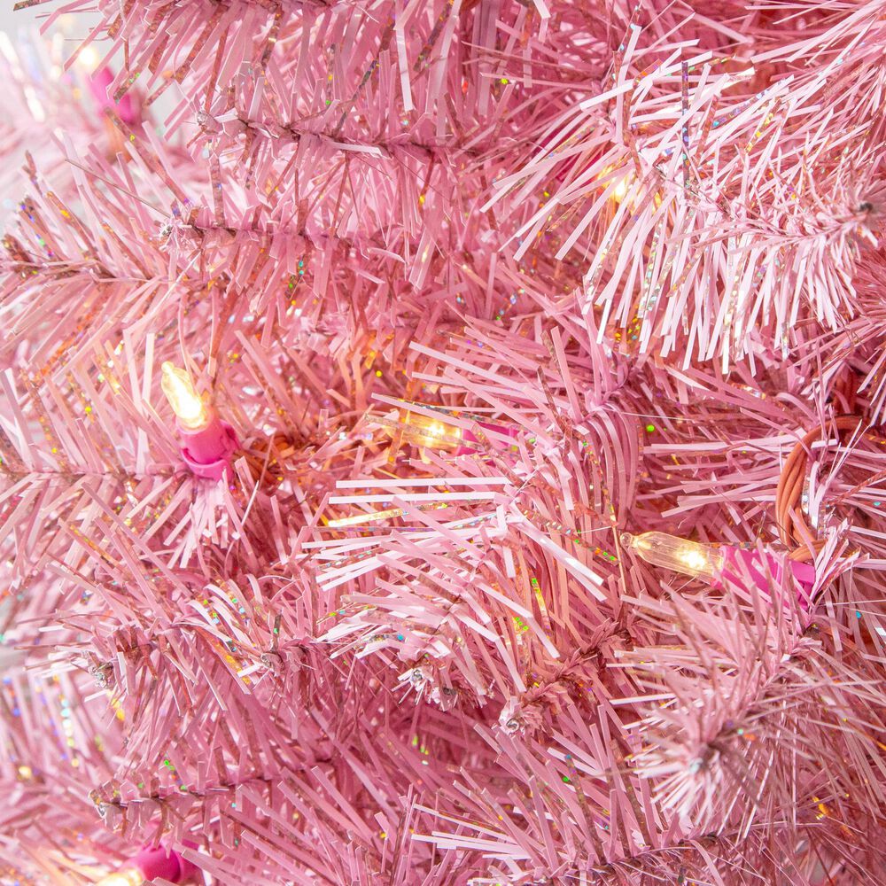 The Gerson Company 7.5&#39; Pre-Lit Tuscany Tinsel Christmas Tree in Pink, , large