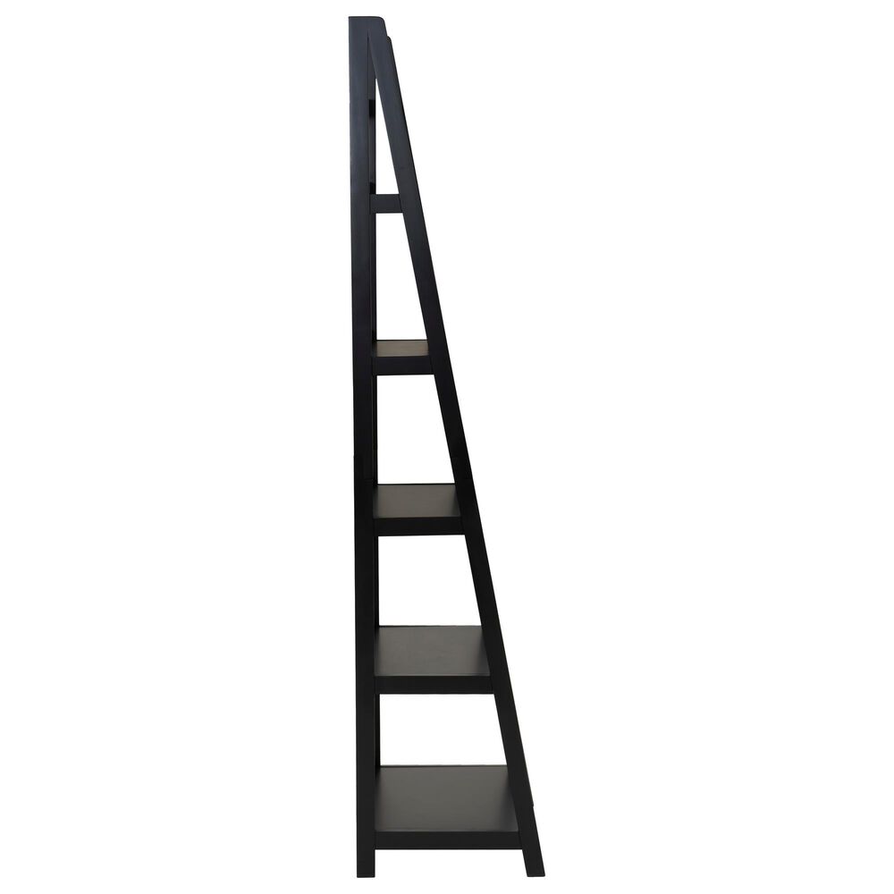 Linon Home Decor Charlotte 5-Shelf Ladder Bookcase in Black, , large