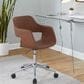 LumiSource Margarite Swivel Task Chair with Brown Faux Leather Cushion in Chrome, , large