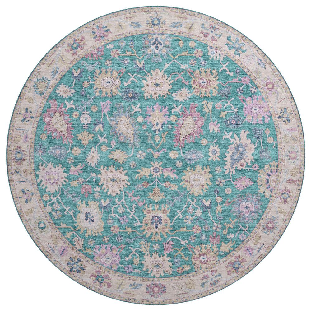 Dalyn Rug Company Hatay HY7 8" Round Teal Area Rug, , large