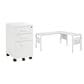 OSP Home Prado 2-Piece L-Desk and Rolling File Cabinet Set in White, , large