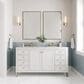 James Martin Vanities Chicago 60" Double Bathroom Vanity in Glossy White with 3 cm Arctic Fall Solid Surface Top and Rectangular Sinks, , large