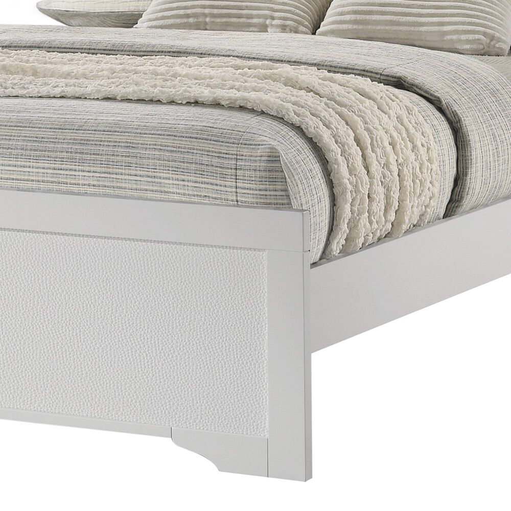 Crown Mark Amalia King Upholstered Panel Bed in White, , large