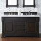 James Martin Vanities Brookfield 60" Double Bathroom Vanity in Burnished Mahogany with 3 cm White Zeus Quartz Top and Rectangular Sinks, , large