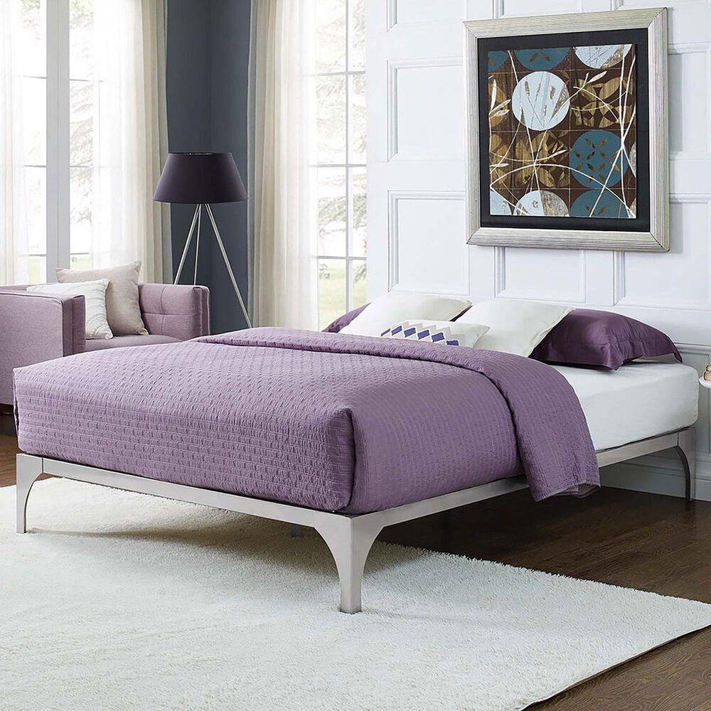 Modway Ollie Full Platform Bed Frame in Silver, , large