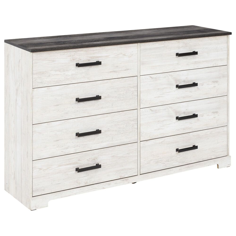 Signature Design by Ashley Shawburn 8 Drawer Dresser in Whitewash and Charcoal Gray, , large