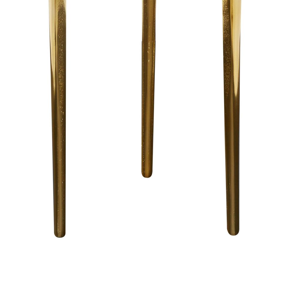 Maple and Jade 22&quot; Round End Table with 3 Tripod Legs in Polished Gold, , large