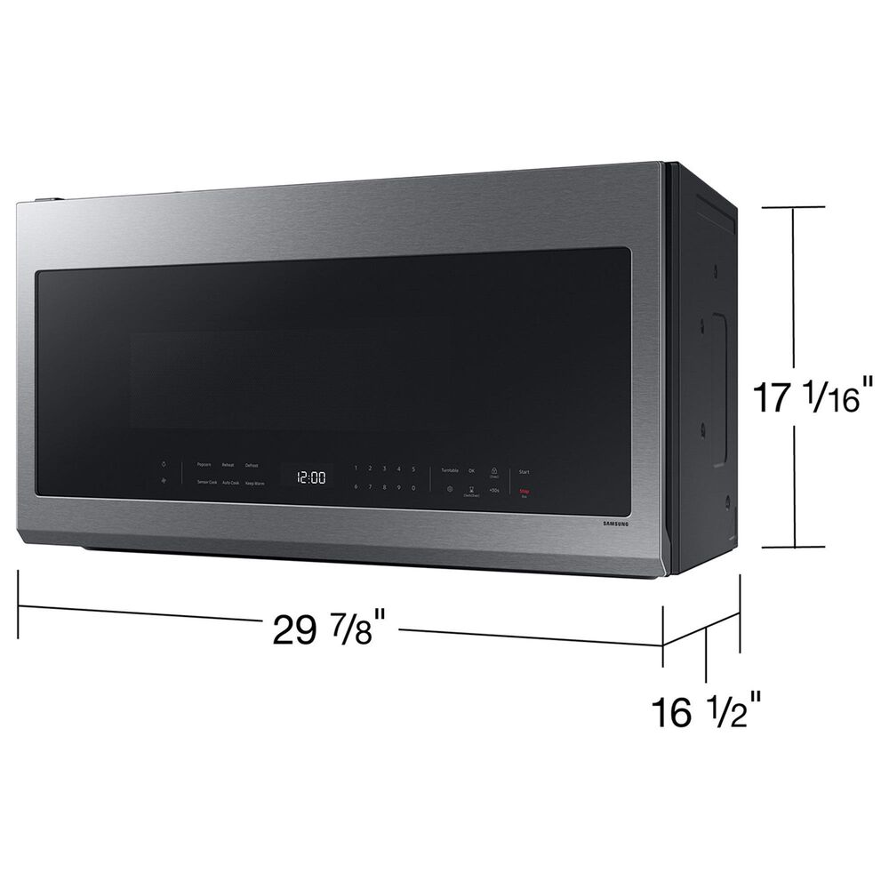 Samsung Bespoke 2.1 Cu. Ft. Smart Over-The-Range Microwave with Auto-Dimming Glass Touch Controls and LED Display in Fingerprint Resistant Stainless Steel, , large