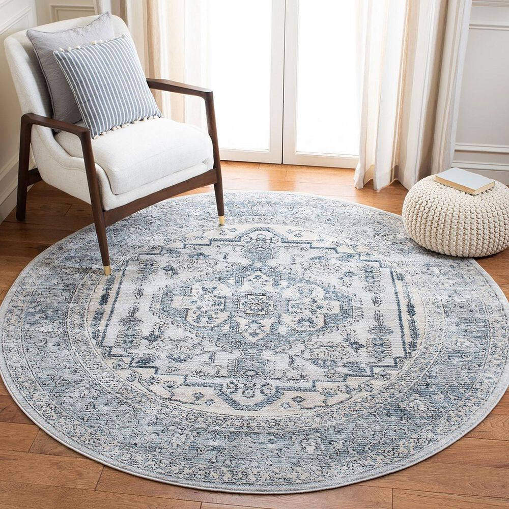 Safavieh Oregon 6&#39;7&quot; Round Light Blue and Ivory Area Rug, , large