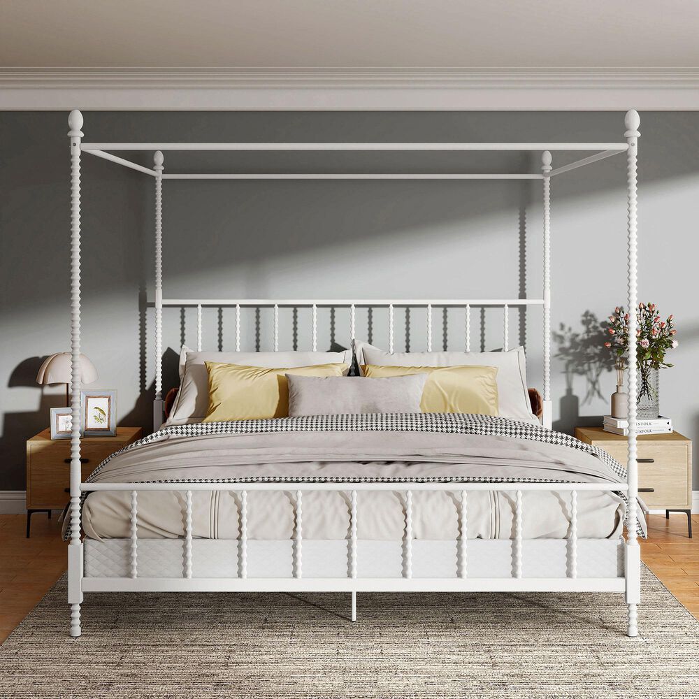 Furniture of America Elliot King Canopy Bed in White, , large