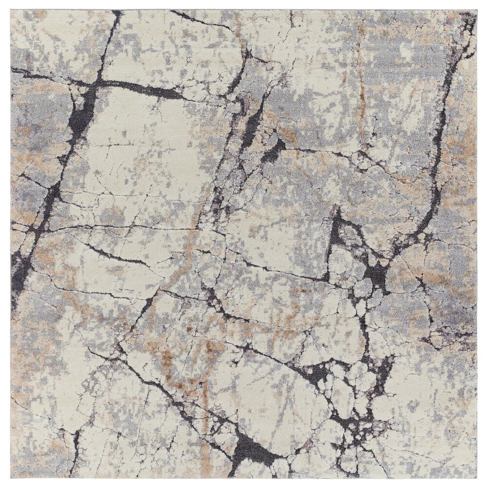 Surya Tuscany TUS-2314 7"10" Square Cream, Khaki, Gray and Charcoal Area Rug, , large