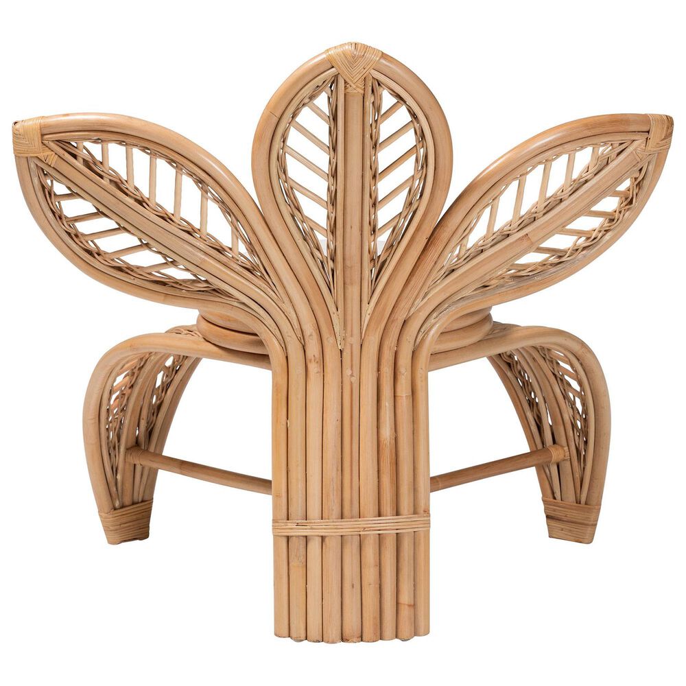 Baxton Studio Gresham Accent Chair with Natural Brown Rattan in White, , large